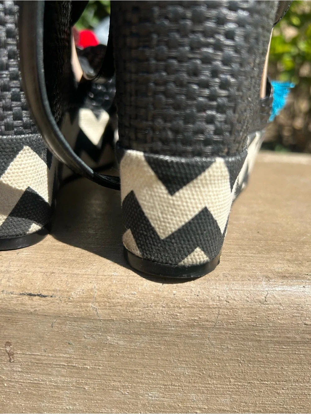 Kate Spade Black Woven Espadrille Wedge Sandals with Multicolor Tassels
